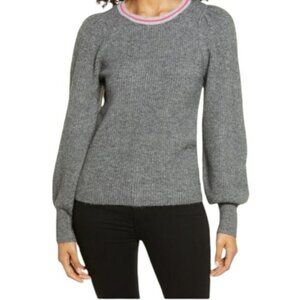 NWT Halogen Gray Dark Heather Blouson Sleeve Sweater‎ Size medium